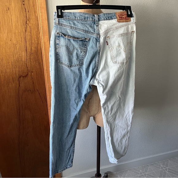 LEVIS sz 29 x 26 501 Two Tone Half Splice Blue Denim Jeans Button Fly - Picture 3 of 12